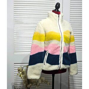 Faherty Women's Multicolor Sun and Wave Faux Sherpa Full Zip Size Xsmall 2980
